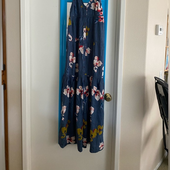 Rip Curl blue maxi dress small with button front - Picture 1 of 6